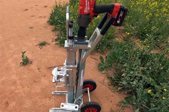 The Multi Pulla from Chester Brown Industries. A device that removes wooden fence posts and star pickets effortlessly with a cordless drill.